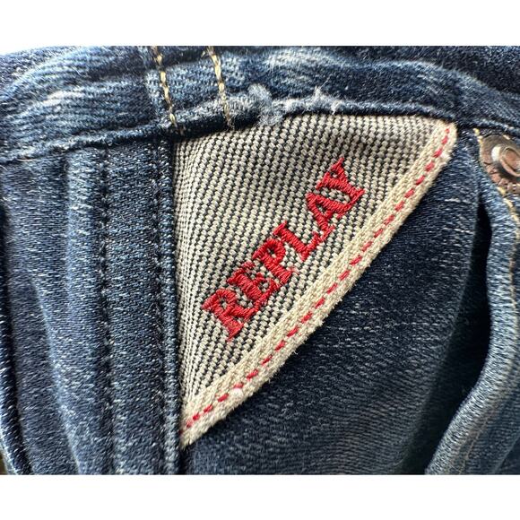 Vintage Y2K Replay Mens 30x32 Jondrill Stretch Skinny Fit Dark Blue Denim Jeans - Picture 5 of 10